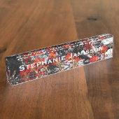 Rode bloemen, Wildbloemen en rotsen, Naam, Acryl Naambordje (Zijkant)