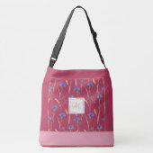 Rode Bloemen Wildflower Gepersonaliseerd Monogram Crossbody Tas (Achterkant)