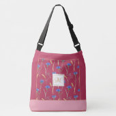 Rode Bloemen Wildflower Gepersonaliseerd Monogram Crossbody Tas (Voorkant)