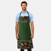 Rode Bloemen William Morris Print Personaliseren Schort (Gedragen)