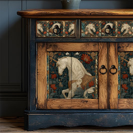  Rode Bloemen William Morris Style Eenhoorn Tissuepapier