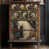  Rode Bloemen William Morris Style Eenhoorn Tissuepapier