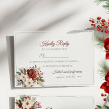 Rode Bloemen Winter Wedding RSVP Card