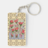 Rode bloemen Witte hek 2 Sleutelhanger (achterkant)