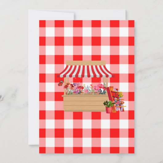 Rode Bloemen Ze is vers van de markt Vrijgezellenf Kaart (Achterkant)