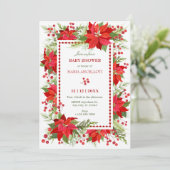 Rode bloemenbes kerst Baby shower Kaart (Staand voorkant)