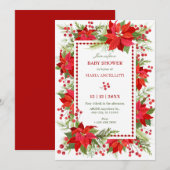 Rode bloemenbes kerst Baby shower Kaart (Voorkant / Achterkant)