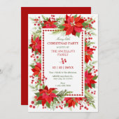 Rode bloemenbes kerstfeest kaart (Voorkant / Achterkant)
