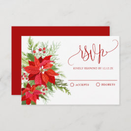 Rode bloemenbes RSVP kaartje