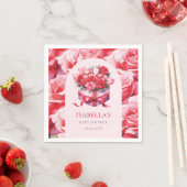 Rode Bloemenboog Baby shower gepersonaliseerd Servet (Insitu)