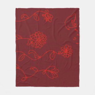 Rode bloemendeken fleece deken