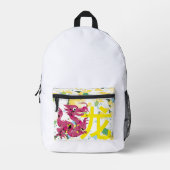 Rode Bloemendraak met Gele Chinese brief Bedrukte Rugzak (Voorkant)
