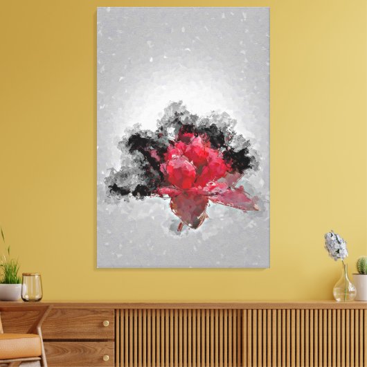 rode-bloemenexplosie canvas afdruk (Insitu (Woonkamer))