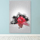 rode-bloemenexplosie canvas afdruk (Insitu (Houten vloer))