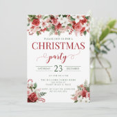 Rode bloemenfeest snoep Kerstfeest uitnodiging (Staand voorkant)