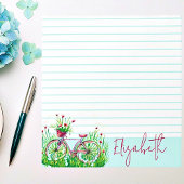 Rode bloemenfiets gepersonaliseerd notitieblok