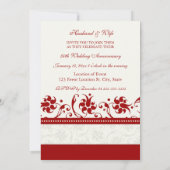 Rode bloemenfoto 50ste verjaardagsuitnodiging kaart (Achterkant)