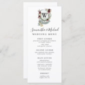 Rode Bloemenkam met Monogram Initiaal Wedding Menu (Voorkant / Achterkant)