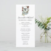 Rode Bloemenkam met Monogram Initiaal Wedding Menu (Staand voorkant)