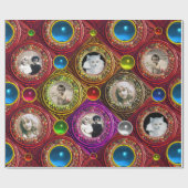 RODE BLOEMENKERSTKRANSEN, FOTO FRAME MET BLAUWE ED CADEAUPAPIER (Vlak)