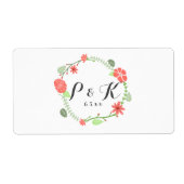 Rode Bloemenkrans Bruiloft Water Flesetiketten Etiket (Voorkant)