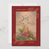 Rode Bloemenkruis Christelijke paasbrunch Egg Hunt Kaart (Voorkant)