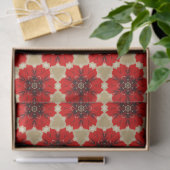 Rode bloemenpatroon vierkanten tissuepapier (Geschenk)