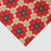 Rode bloemenpatroon vierkanten tissuepapier (Detail)