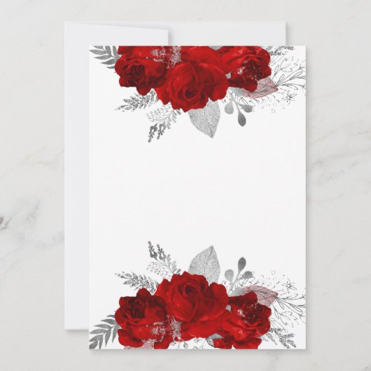 Rode bloemenquinceanera uitnodiging (Achterkant)