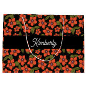 Rode bloemenschildering met monogramnaam groot cadeauzakje (Achterkant)