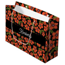 Rode bloemenschildering met monogramnaam