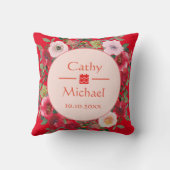 Rode bloemenslingers Chinese theeceremonie voor ee Kussen (Achterkant)