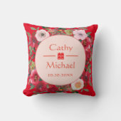 Rode bloemenslingers Chinese theeceremonie voor ee Kussen (Voorkant)