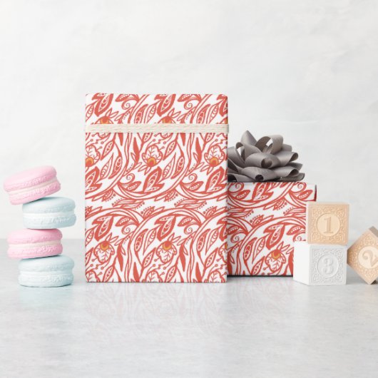 Rode bloementoile cadeaupapier (Baby Shower)