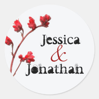 Rode bloemenvelop stickers