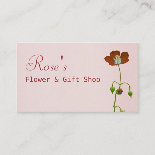 Rode bloemenwinkel visitekaartje (Voorkant)