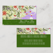  rode bloemetjes olijfgroen paarse grunge visitekaartje (Voorkant / Achterkant)