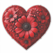 Rode bloemhart gemaakt van bloemen sticker (Voorkant)