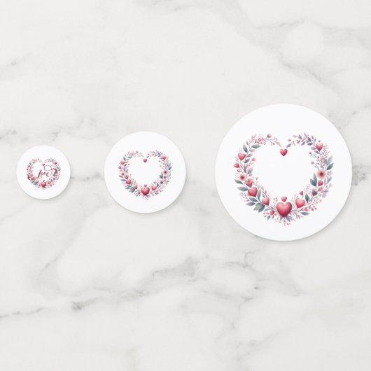 Rode bloemhartjes Bruidsboeket Confetti (Voorkanten)