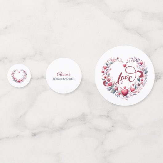 Rode bloemhartjes Bruidsboeket Confetti (Achterkanten)