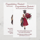 Rode Bloemige Afstudeerkaart Printbare | PhD Afstu Kaart (Voorkant / Achterkant)