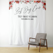 Rode Bloemige Allerbeste Dag Ooit Foto Achtergrond Wandkleed (In situ)