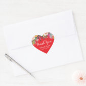 Rode bloemige bedank sticker huwelijksgunst (Envelop)