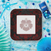 Rode bloemige bruiloft papieren borden bordje (Feest)