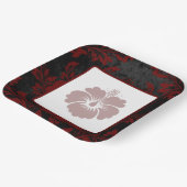 Rode bloemige bruiloft papieren borden bordje (Gebogen)