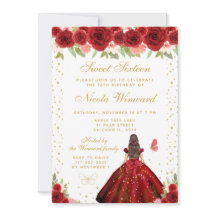 Rode Bloemige Bruine Haar Prinses Sweet Sixteen