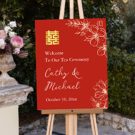 Rode bloemige Chinese thee-ceremonie bruiloft welk