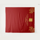 Rode bloemige Chinese theeceremonie achtergrond vo Wandkleed (Voorkant (horizontaal))