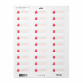 Rode bloemige Chinese trouw retouradres sticker (Full Sheet)