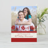 Rode Bloemige Foto 5e Jubileum Uitnodiging (Staand voorkant)